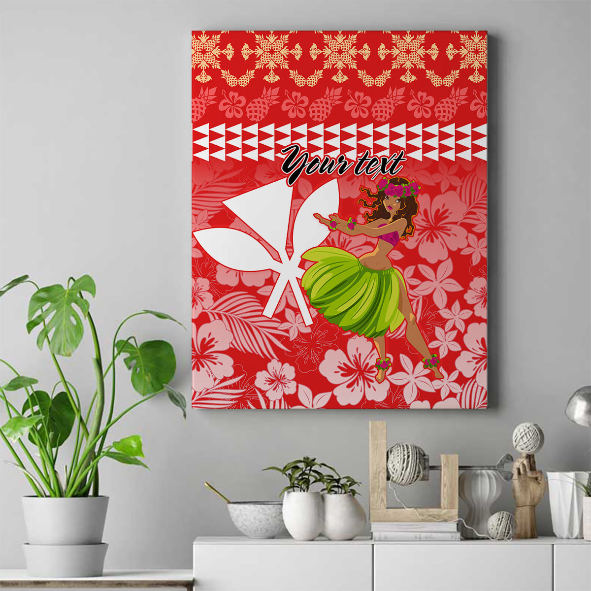 Personalised Hawaii Mele Kalikimaka Canvas Wall Art Santa Claus and Hula Dancing Merry Christmas LT9 - Wonder Print Shop