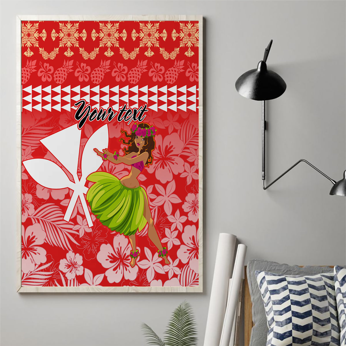 Personalised Hawaii Mele Kalikimaka Canvas Wall Art Santa Claus and Hula Dancing Merry Christmas LT9 - Wonder Print Shop