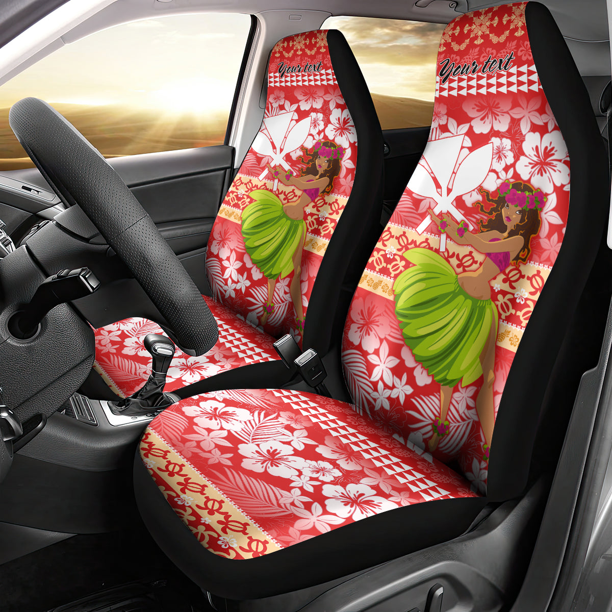Personalised Hawaii Mele Kalikimaka Car Seat Cover Santa Claus and Hula Dancing Merry Christmas LT9 - Wonder Print Shop