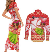 Personalised Hawaii Mele Kalikimaka Couples Matching Short Sleeve Bodycon Dress and Long Sleeve Button Shirt Santa Claus and Hula Dancing Merry Christmas LT9 - Wonder Print Shop