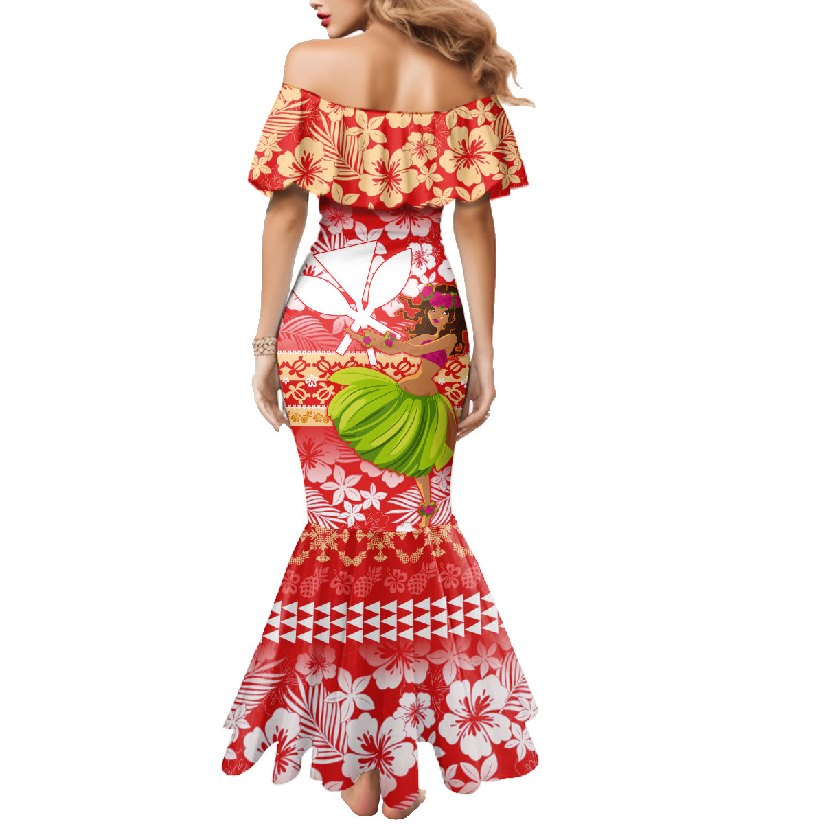 Personalised Hawaii Mele Kalikimaka Family Matching Mermaid Dress and Hawaiian Shirt Santa Claus and Hula Dancing Merry Christmas LT9 - Wonder Print Shop