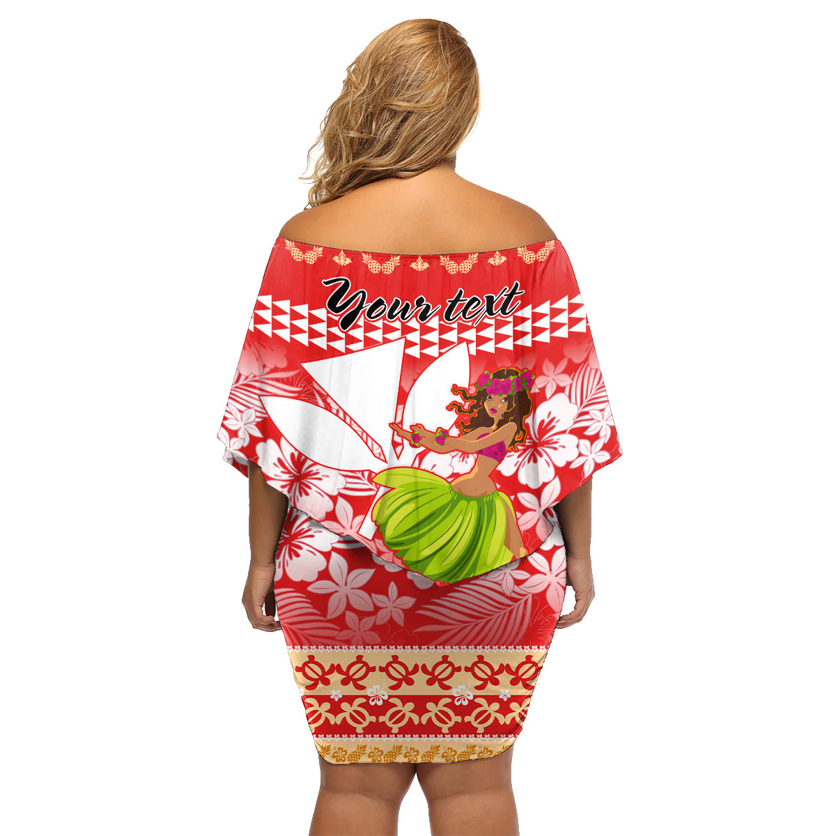 Personalised Hawaii Mele Kalikimaka Family Matching Off Shoulder Short Dress and Hawaiian Shirt Santa Claus and Hula Dancing Merry Christmas LT9 - Wonder Print Shop