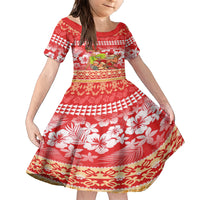 Personalised Hawaii Mele Kalikimaka Family Matching Short Sleeve Bodycon Dress and Hawaiian Shirt Santa Claus and Hula Dancing Merry Christmas - Wonder Print Shop