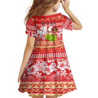 Personalised Hawaii Mele Kalikimaka Family Matching Short Sleeve Bodycon Dress and Hawaiian Shirt Santa Claus and Hula Dancing Merry Christmas - Wonder Print Shop