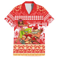 Personalised Hawaii Mele Kalikimaka Family Matching Short Sleeve Bodycon Dress and Hawaiian Shirt Santa Claus and Hula Dancing Merry Christmas - Wonder Print Shop