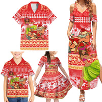 Personalised Hawaii Mele Kalikimaka Family Matching Summer Maxi Dress and Hawaiian Shirt Santa Claus and Hula Dancing Merry Christmas - Wonder Print Shop