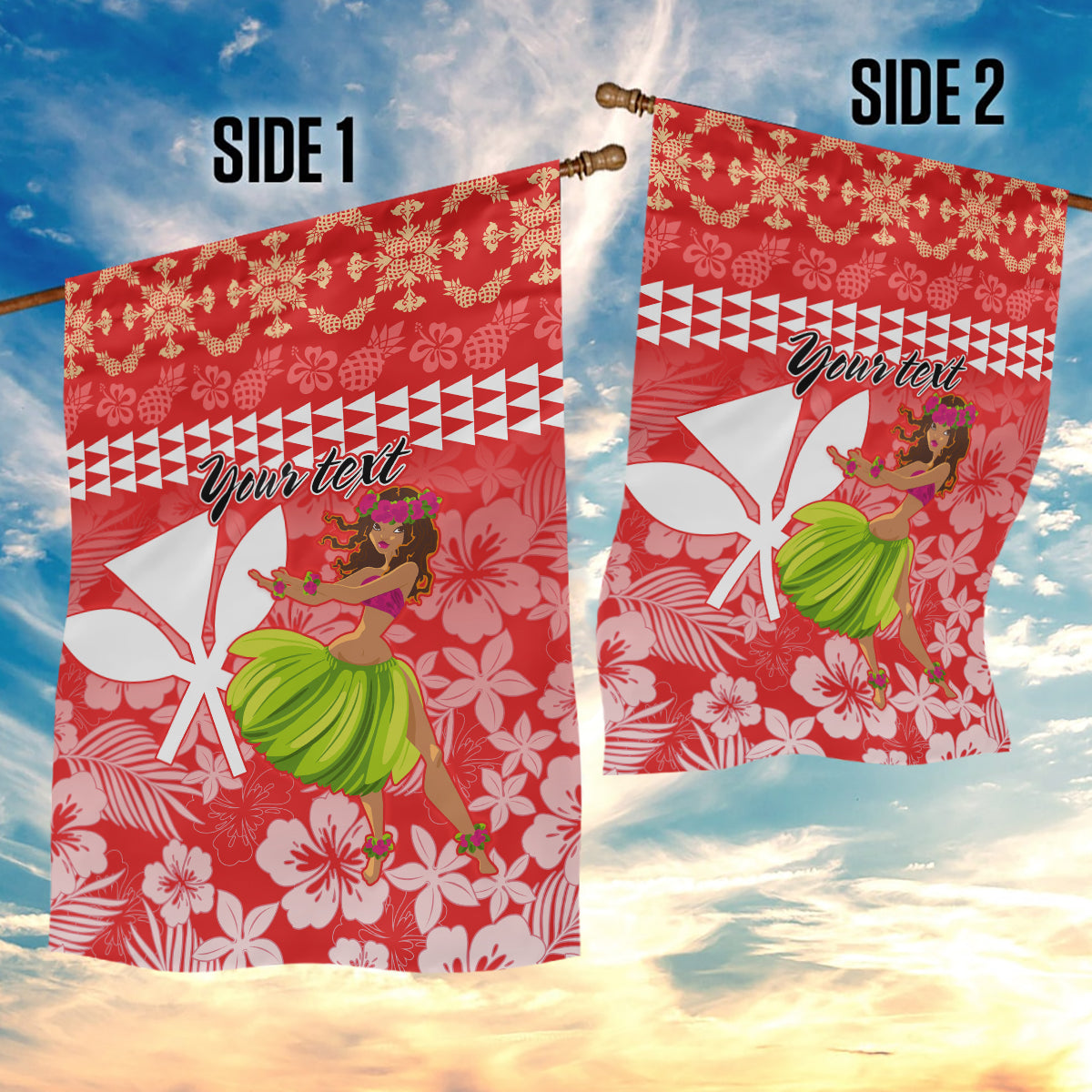 Personalised Hawaii Mele Kalikimaka Garden Flag Santa Claus and Hula Dancing Merry Christmas - Wonder Print Shop