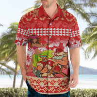 Personalised Hawaii Mele Kalikimaka Hawaiian Shirt Santa Claus and Hula Dancing Merry Christmas - Wonder Print Shop