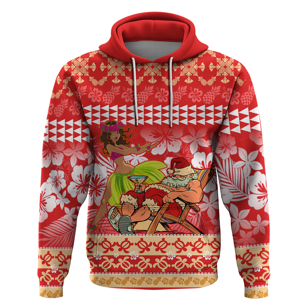 Personalised Hawaii Mele Kalikimaka Hoodie Santa Claus and Hula Dancing Merry Christmas - Wonder Print Shop