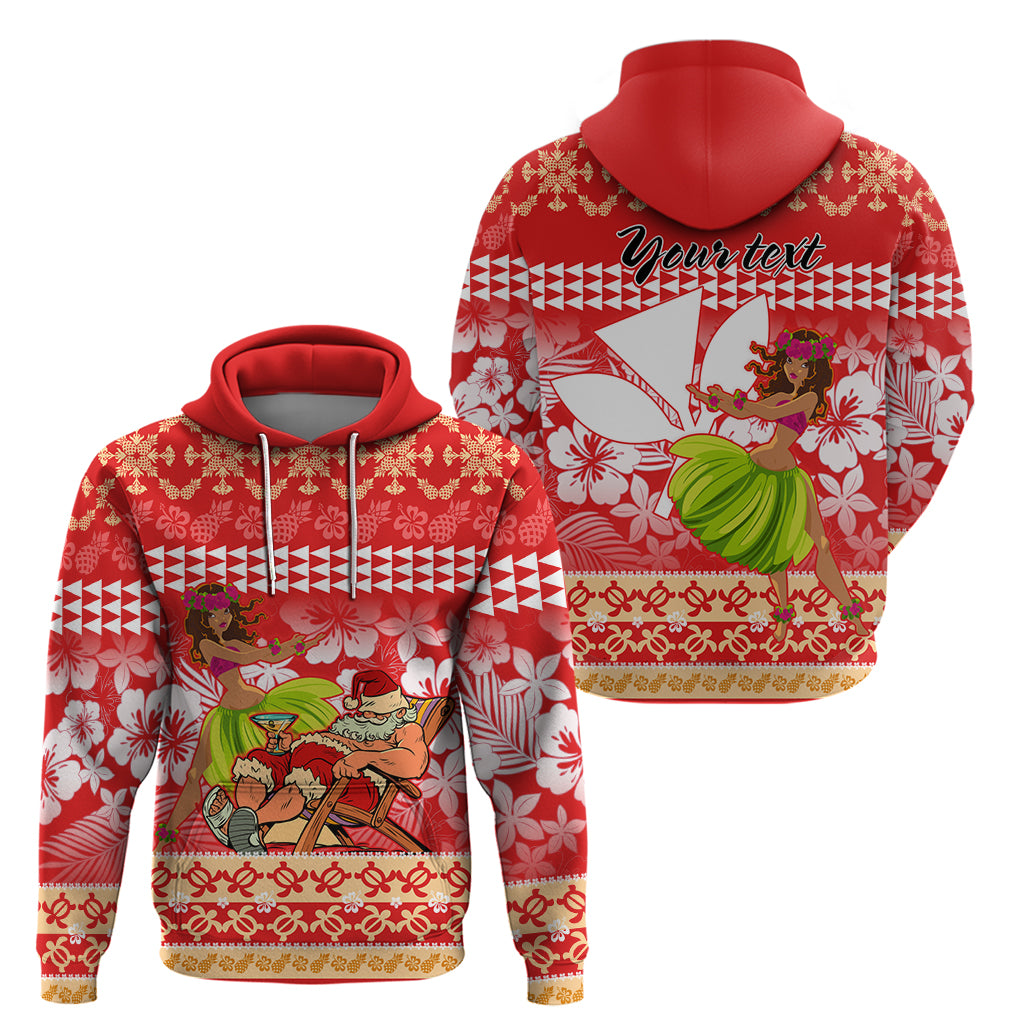 Personalised Hawaii Mele Kalikimaka Hoodie Santa Claus and Hula Dancing Merry Christmas - Wonder Print Shop
