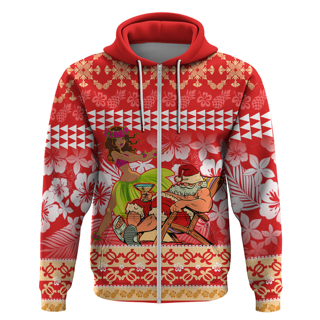 Personalised Hawaii Mele Kalikimaka Hoodie Santa Claus and Hula Dancing Merry Christmas - Wonder Print Shop