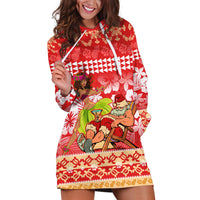 Personalised Hawaii Mele Kalikimaka Hoodie Dress Santa Claus and Hula Dancing Merry Christmas - Wonder Print Shop