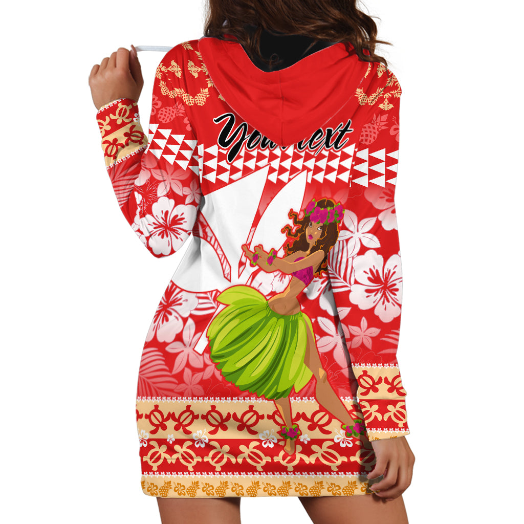 Personalised Hawaii Mele Kalikimaka Hoodie Dress Santa Claus and Hula Dancing Merry Christmas - Wonder Print Shop