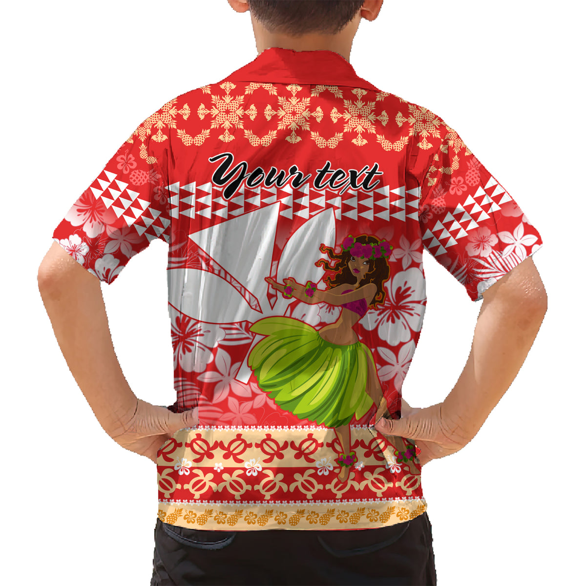 Personalised Hawaii Mele Kalikimaka Kid Hawaiian Shirt Santa Claus and Hula Dancing Merry Christmas - Wonder Print Shop