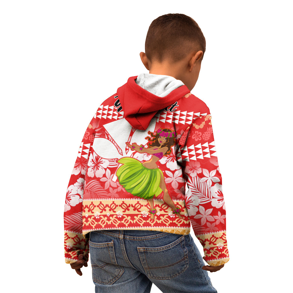 Personalised Hawaii Mele Kalikimaka Kid Hoodie Santa Claus and Hula Dancing Merry Christmas - Wonder Print Shop
