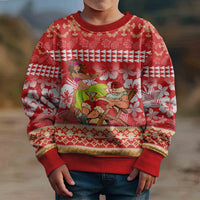 Personalised Hawaii Mele Kalikimaka Kid Ugly Christmas Sweater Santa Claus and Hula Dancing Merry Christmas - Wonder Print Shop