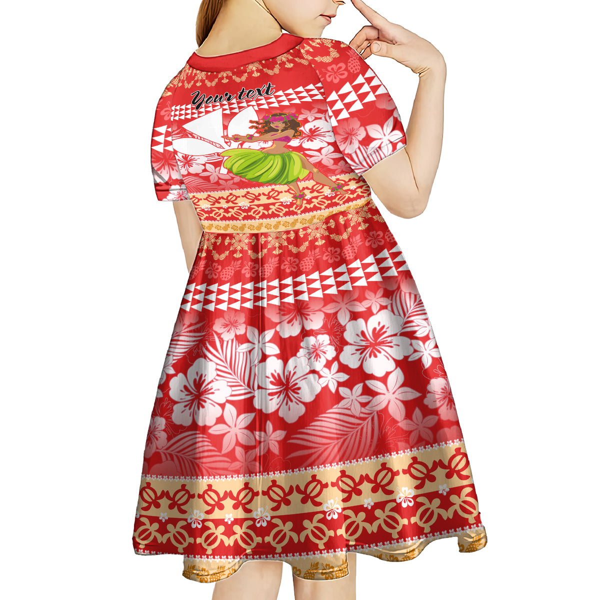 Personalised Hawaii Mele Kalikimaka Kid Short Sleeve Dress Santa Claus and Hula Dancing Merry Christmas - Wonder Print Shop