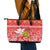 Personalised Hawaii Mele Kalikimaka Leather Tote Bag Santa Claus and Hula Dancing Merry Christmas - Wonder Print Shop