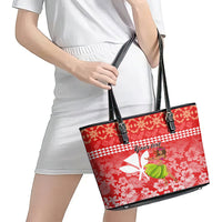 Personalised Hawaii Mele Kalikimaka Leather Tote Bag Santa Claus and Hula Dancing Merry Christmas - Wonder Print Shop