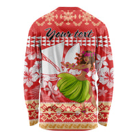 Personalised Hawaii Mele Kalikimaka Long Sleeve Shirt Santa Claus and Hula Dancing Merry Christmas - Wonder Print Shop