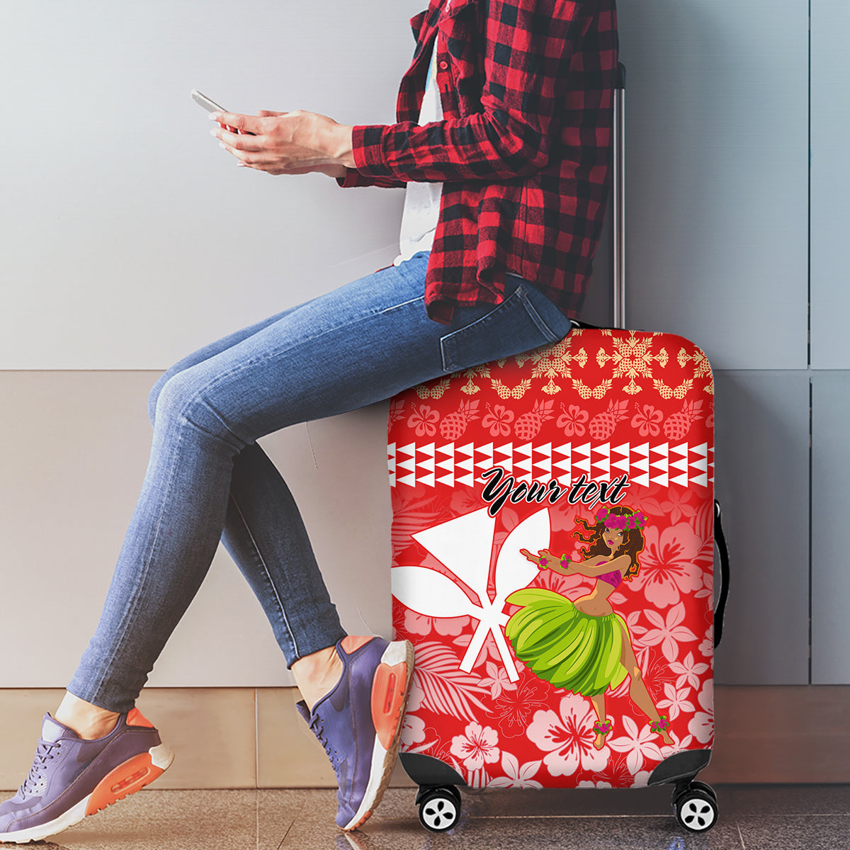 Personalised Hawaii Mele Kalikimaka Luggage Cover Santa Claus and Hula Dancing Merry Christmas - Wonder Print Shop