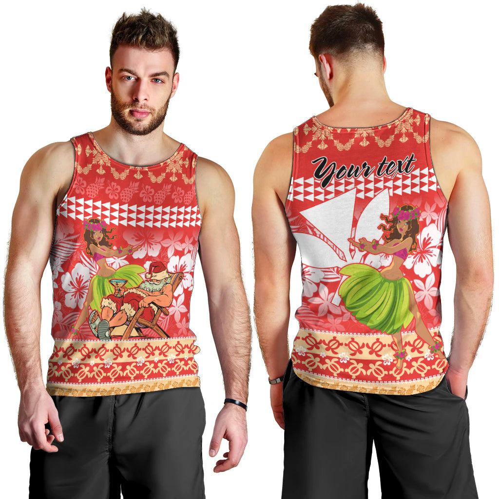 Personalised Hawaii Mele Kalikimaka Men Tank Top Santa Claus and Hula Dancing Merry Christmas - Wonder Print Shop
