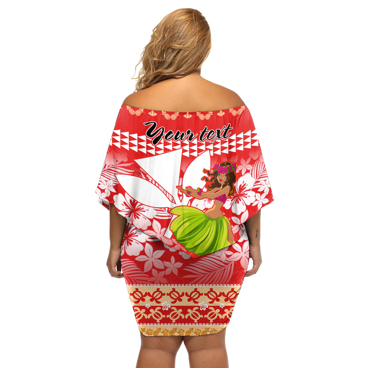 Personalised Hawaii Mele Kalikimaka Off Shoulder Short Dress Santa Claus and Hula Dancing Merry Christmas - Wonder Print Shop