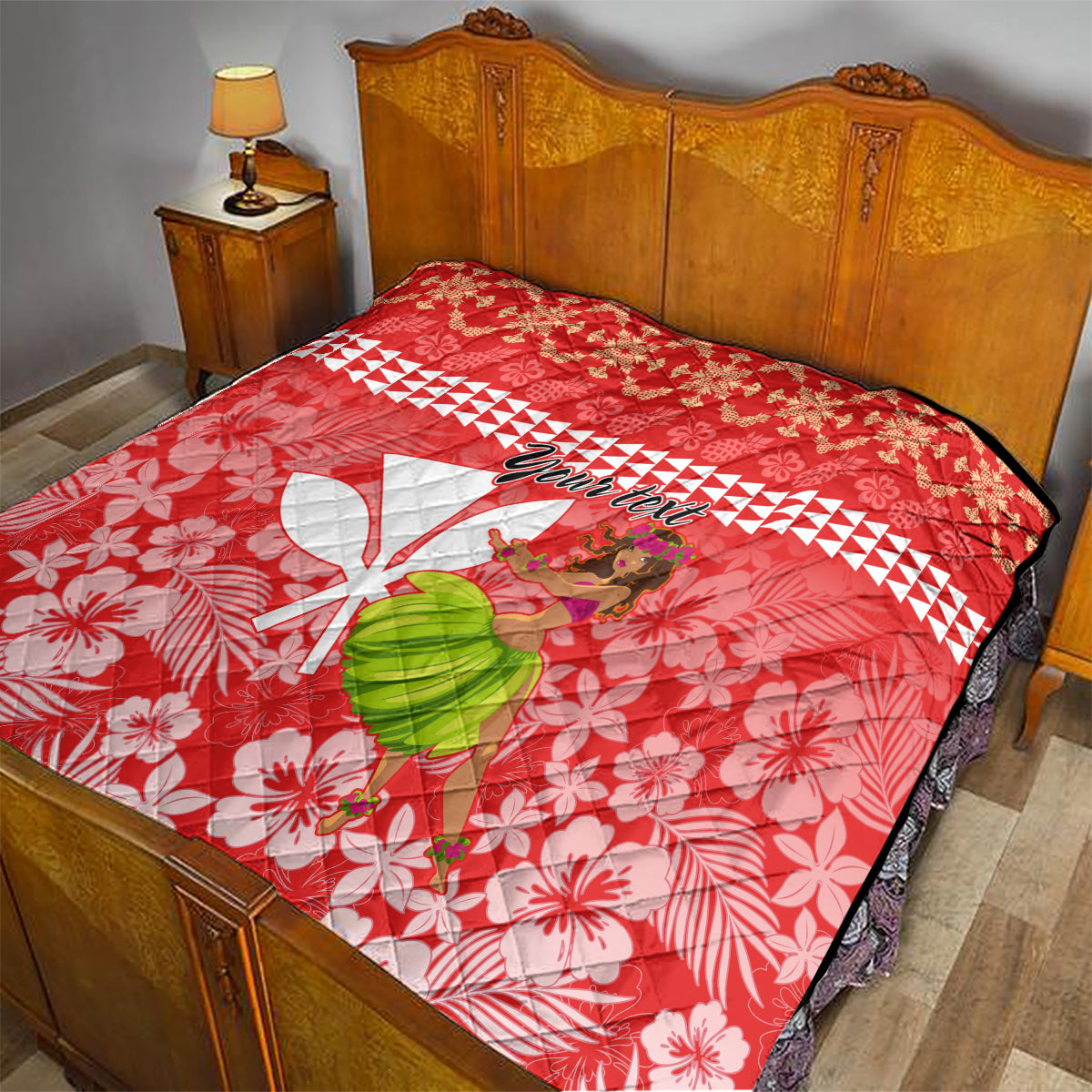 Personalised Hawaii Mele Kalikimaka Quilt Santa Claus and Hula Dancing Merry Christmas - Wonder Print Shop