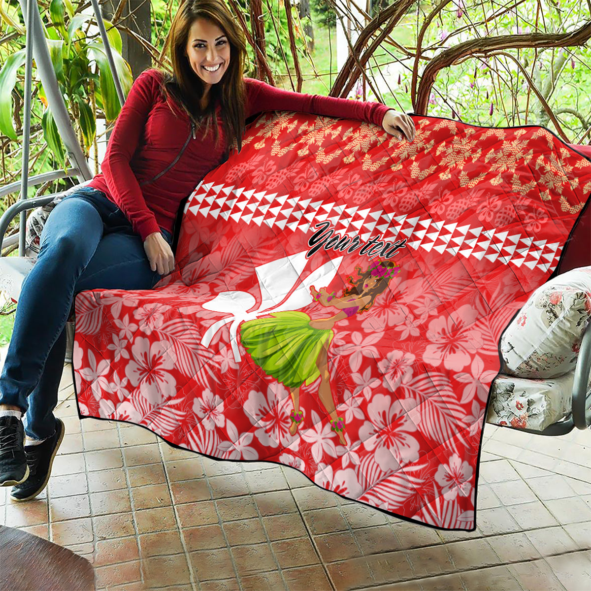 Personalised Hawaii Mele Kalikimaka Quilt Santa Claus and Hula Dancing Merry Christmas - Wonder Print Shop