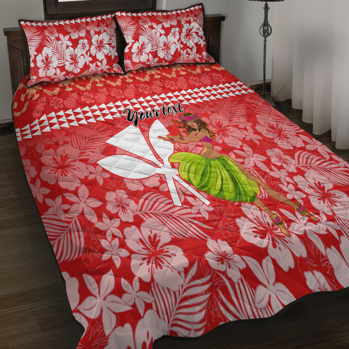 Personalised Hawaii Mele Kalikimaka Quilt Bed Set Santa Claus and Hula Dancing Merry Christmas - Wonder Print Shop