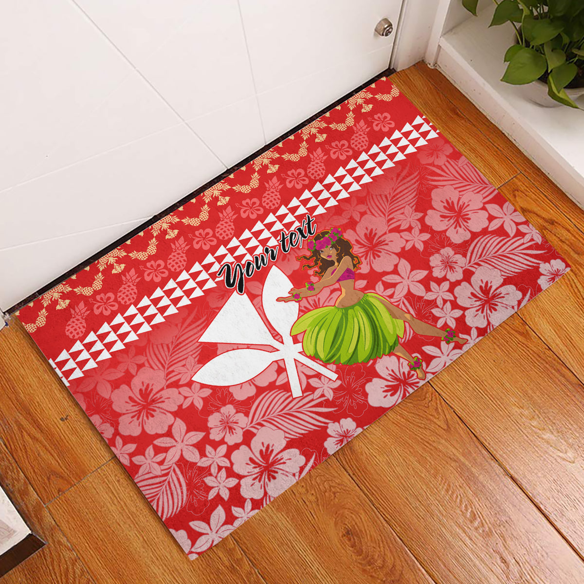 Personalised Hawaii Mele Kalikimaka Rubber Doormat Santa Claus and Hula Dancing Merry Christmas - Wonder Print Shop