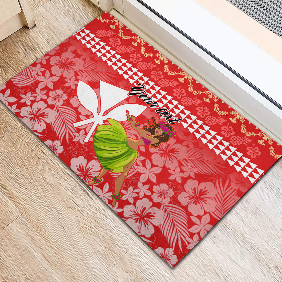 Personalised Hawaii Mele Kalikimaka Rubber Doormat Santa Claus and Hula Dancing Merry Christmas - Wonder Print Shop
