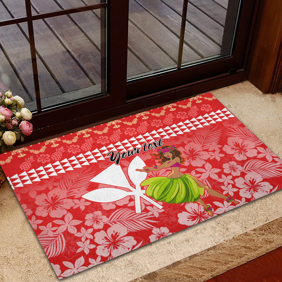 Personalised Hawaii Mele Kalikimaka Rubber Doormat Santa Claus and Hula Dancing Merry Christmas - Wonder Print Shop