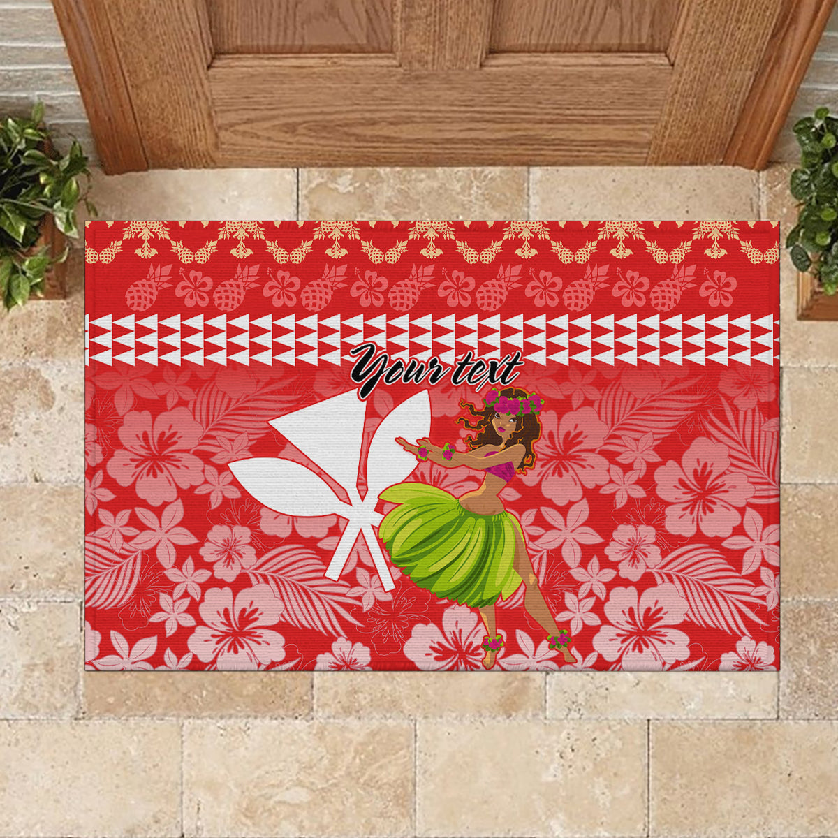 Personalised Hawaii Mele Kalikimaka Rubber Doormat Santa Claus and Hula Dancing Merry Christmas - Wonder Print Shop