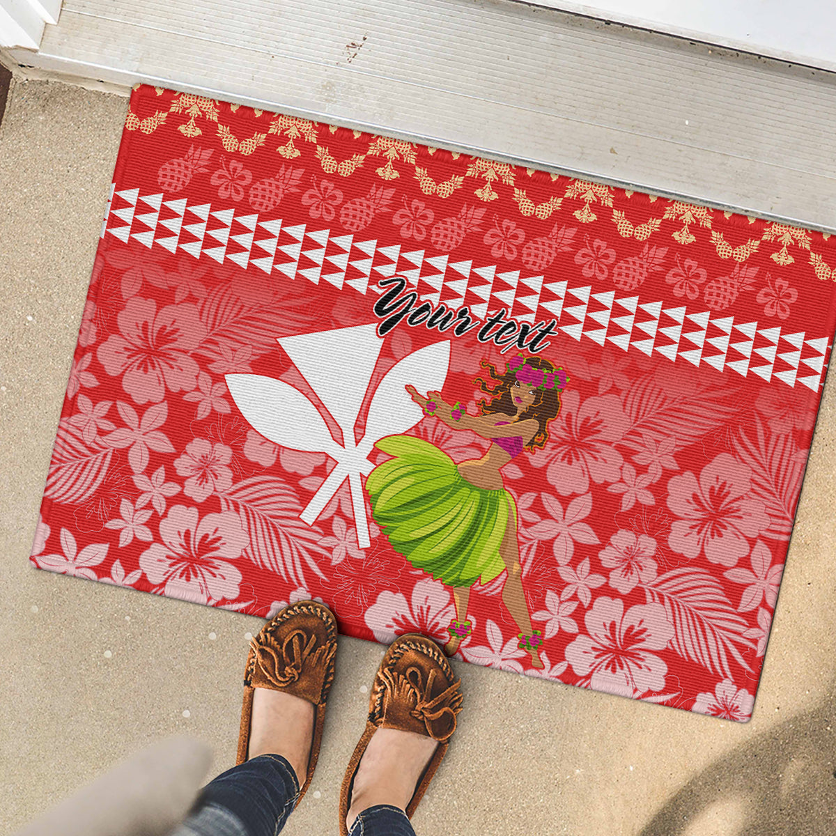 Personalised Hawaii Mele Kalikimaka Rubber Doormat Santa Claus and Hula Dancing Merry Christmas - Wonder Print Shop