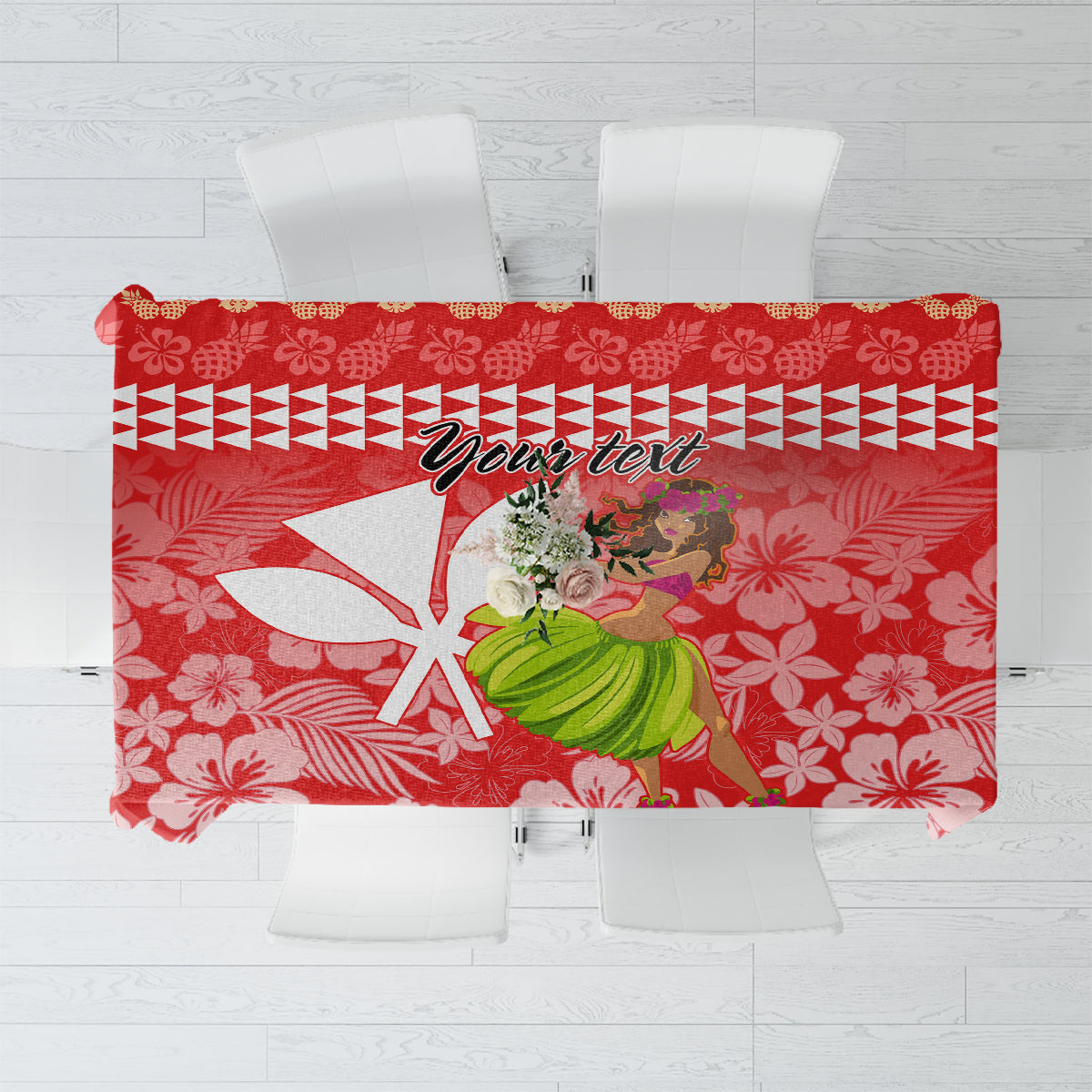 Personalised Hawaii Mele Kalikimaka Tablecloth Santa Claus and Hula Dancing Merry Christmas - Wonder Print Shop