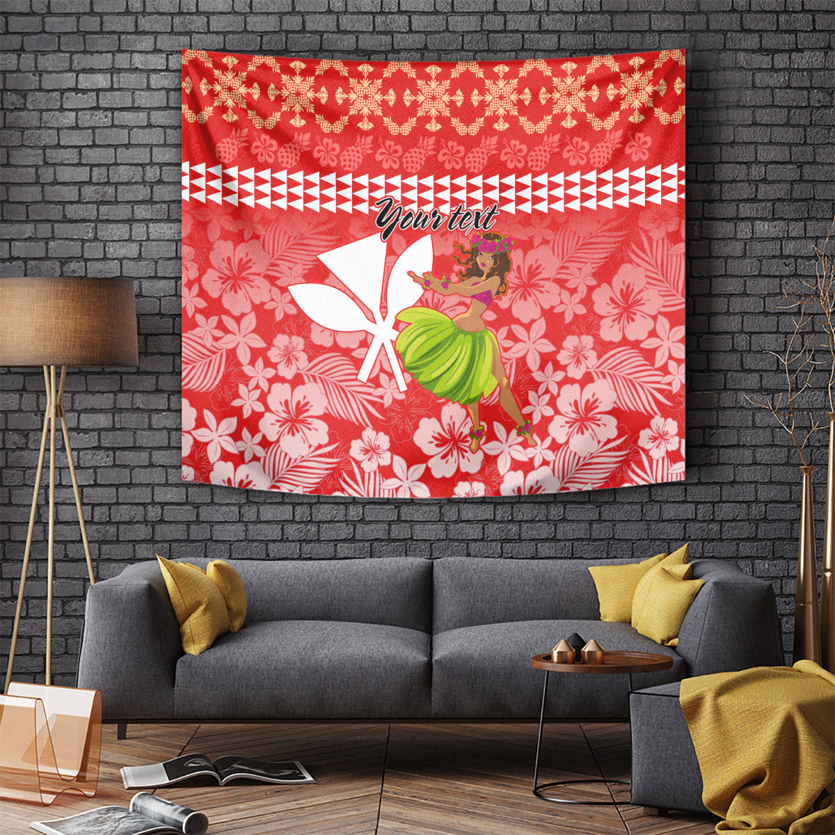Personalised Hawaii Mele Kalikimaka Tapestry Santa Claus and Hula Dancing Merry Christmas - Wonder Print Shop