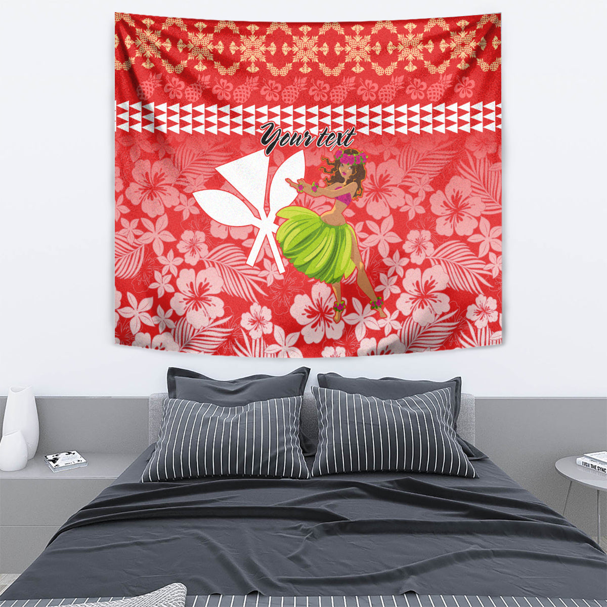 Personalised Hawaii Mele Kalikimaka Tapestry Santa Claus and Hula Dancing Merry Christmas - Wonder Print Shop