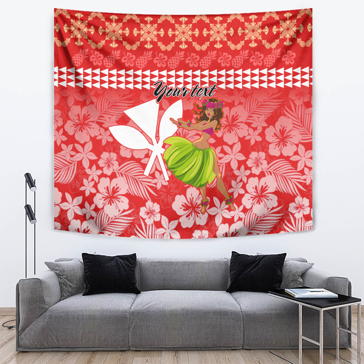 Personalised Hawaii Mele Kalikimaka Tapestry Santa Claus and Hula Dancing Merry Christmas - Wonder Print Shop