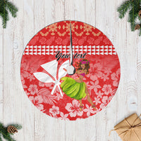 Personalised Hawaii Mele Kalikimaka Tree Skirt Santa Claus and Hula Dancing Merry Christmas - Wonder Print Shop