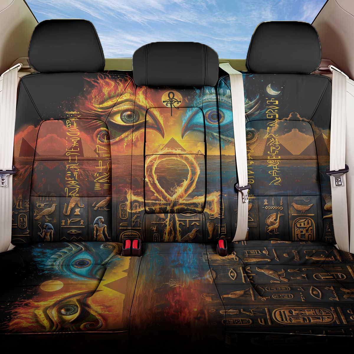 Eye of Ra and Eye of Horus Back Car Seat Cover Power and Magic Ancient Egyptian Mythology LT9 - Wonder Print Shop