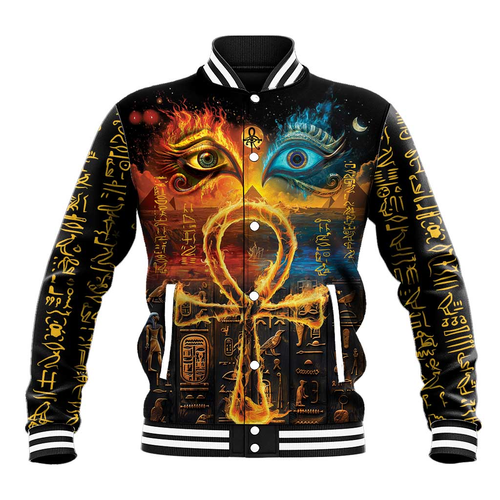 Eye of Ra and Eye of Horus Baseball Jacket Power and Magic Ancient Egyptian Mythology LT9 - Wonder Print Shop