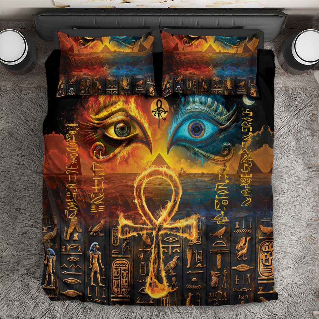 Eye of Ra and Eye of Horus Bedding Set Power and Magic Ancient Egyptian Mythology LT9 - Wonder Print Shop