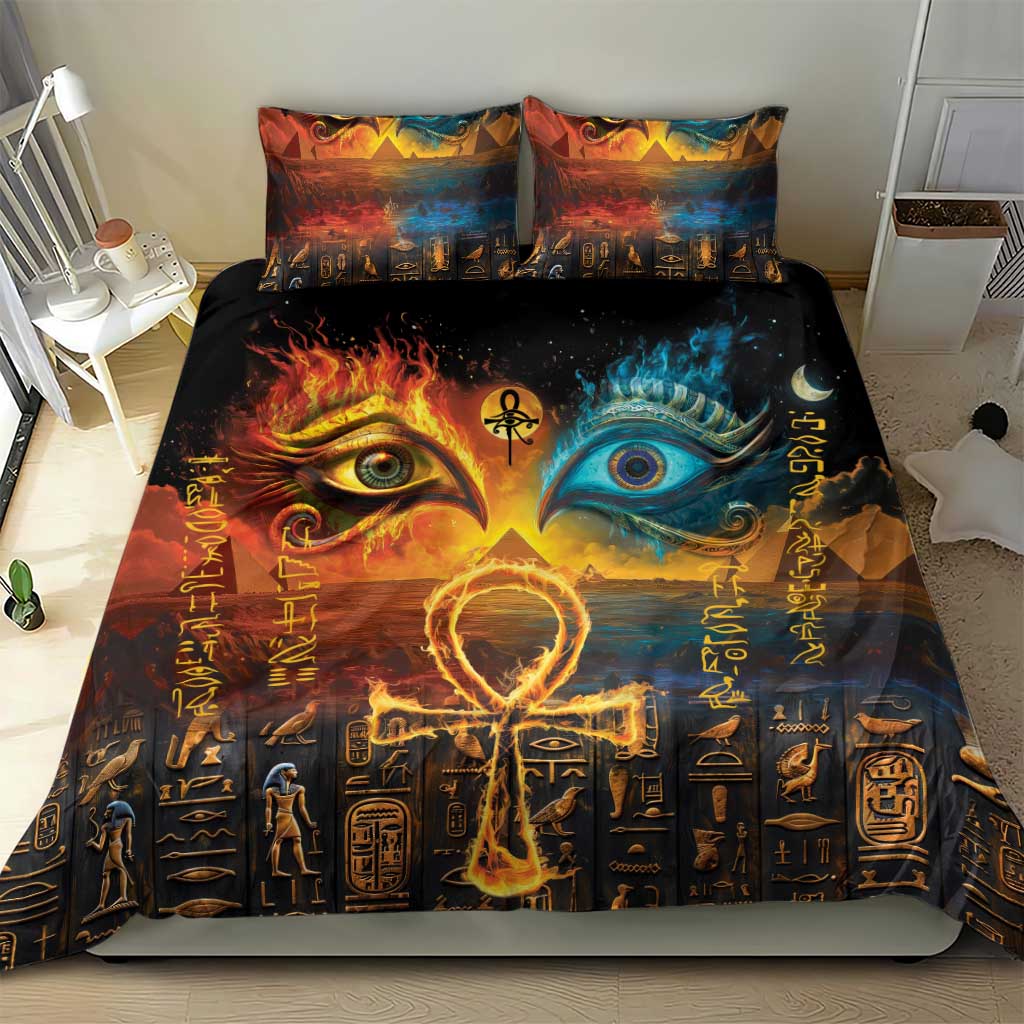 Eye of Ra and Eye of Horus Bedding Set Power and Magic Ancient Egyptian Mythology LT9 - Wonder Print Shop