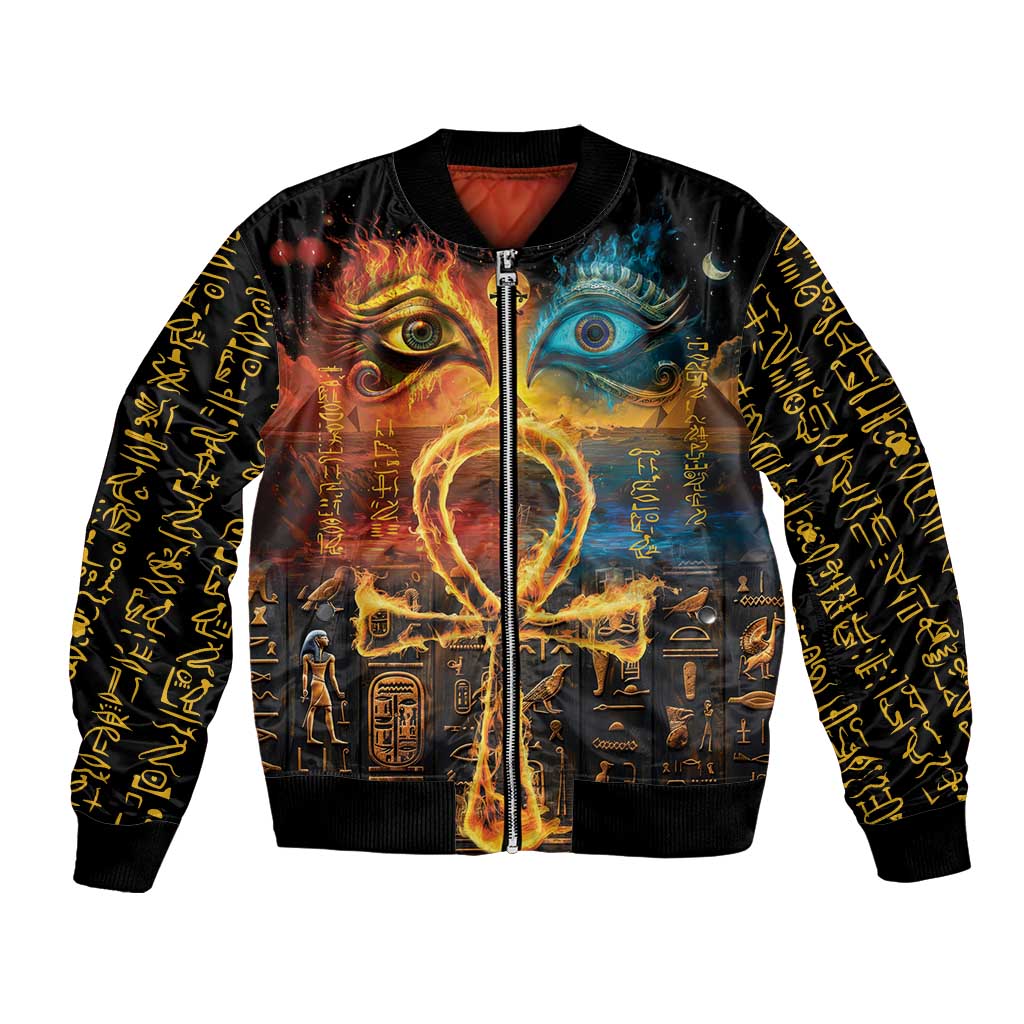 Eye of Ra and Eye of Horus Bomber Jacket Power and Magic Ancient Egyptian Mythology LT9 - Wonder Print Shop