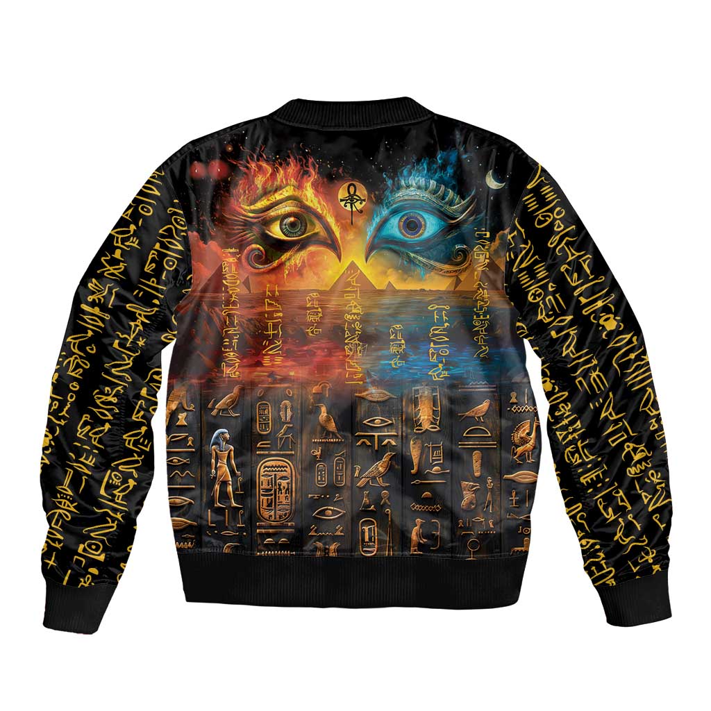 Eye of Ra and Eye of Horus Bomber Jacket Power and Magic Ancient Egyptian Mythology LT9 - Wonder Print Shop