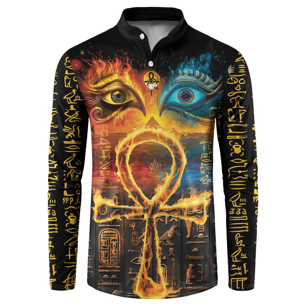 Eye of Ra and Eye of Horus Button Sweatshirt Power and Magic Ancient Egyptian Mythology LT9 - Wonder Print Shop