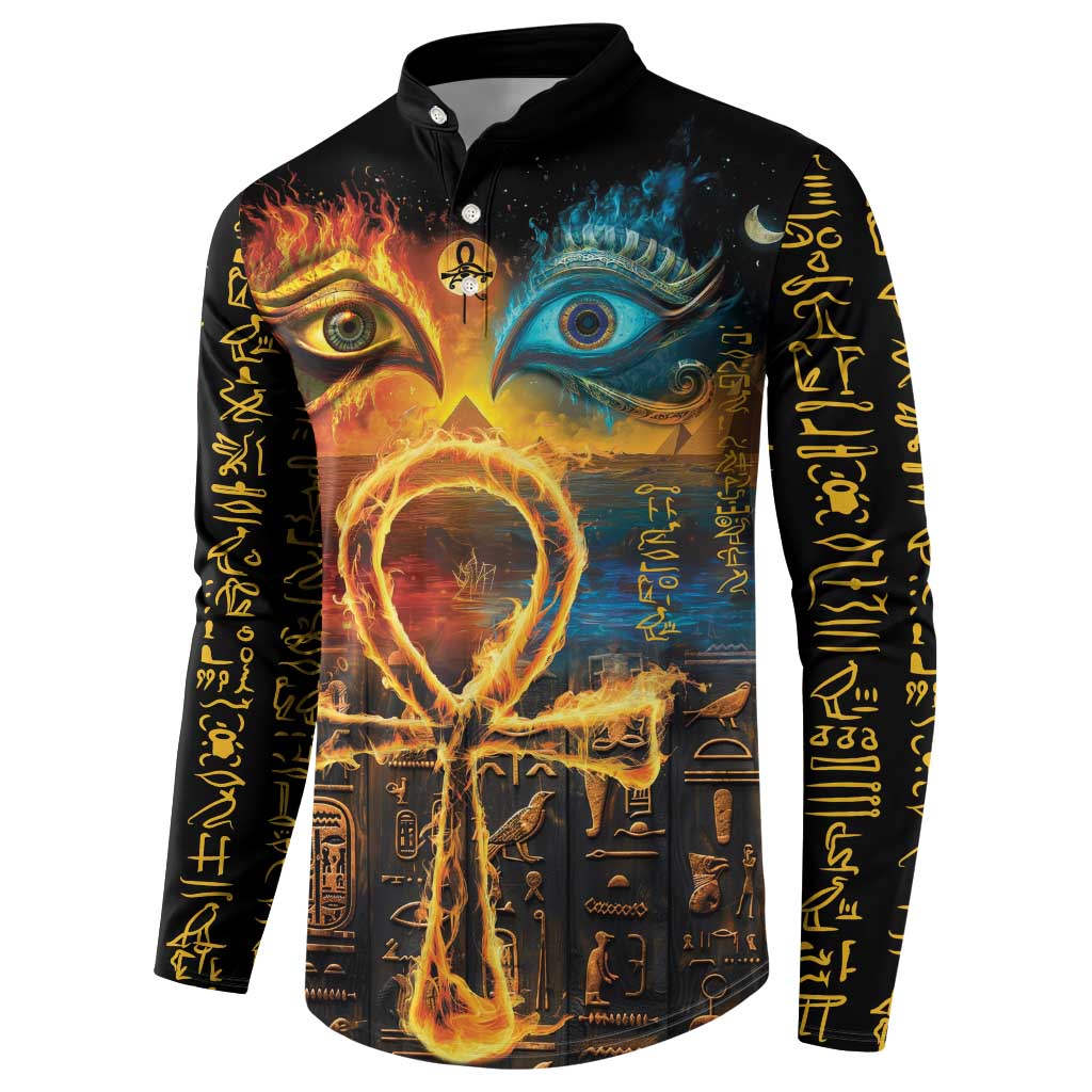 Eye of Ra and Eye of Horus Button Sweatshirt Power and Magic Ancient Egyptian Mythology LT9 - Wonder Print Shop