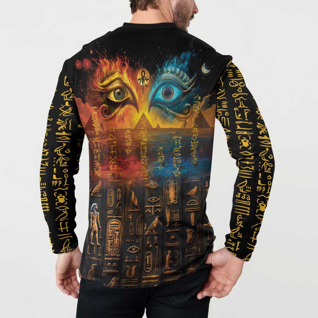 Eye of Ra and Eye of Horus Button Sweatshirt Power and Magic Ancient Egyptian Mythology LT9 - Wonder Print Shop