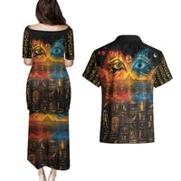 Eye of Ra and Eye of Horus Couples Matching Puletasi and Hawaiian Shirt Power and Magic Ancient Egyptian Mythology LT9 - Wonder Print Shop